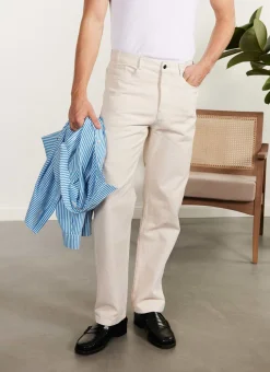 Percival Straight Leg Trousers|Straight Leg Jeans^5 Pocket Twill Trousers Ecru
