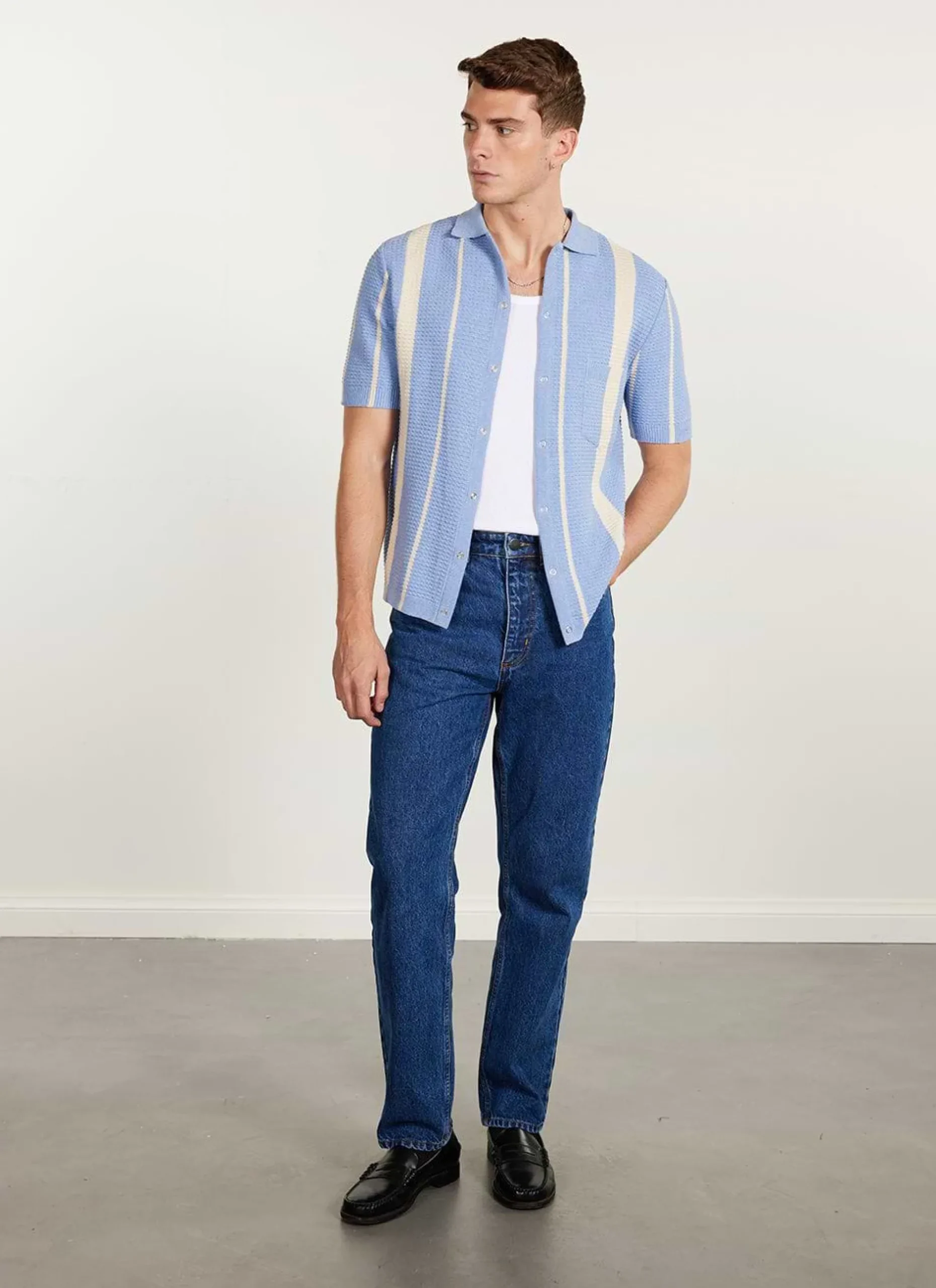 Percival Short Sleeve Shirts|Knitted Shirts^Adaman Breeze Shirt Heather Blue