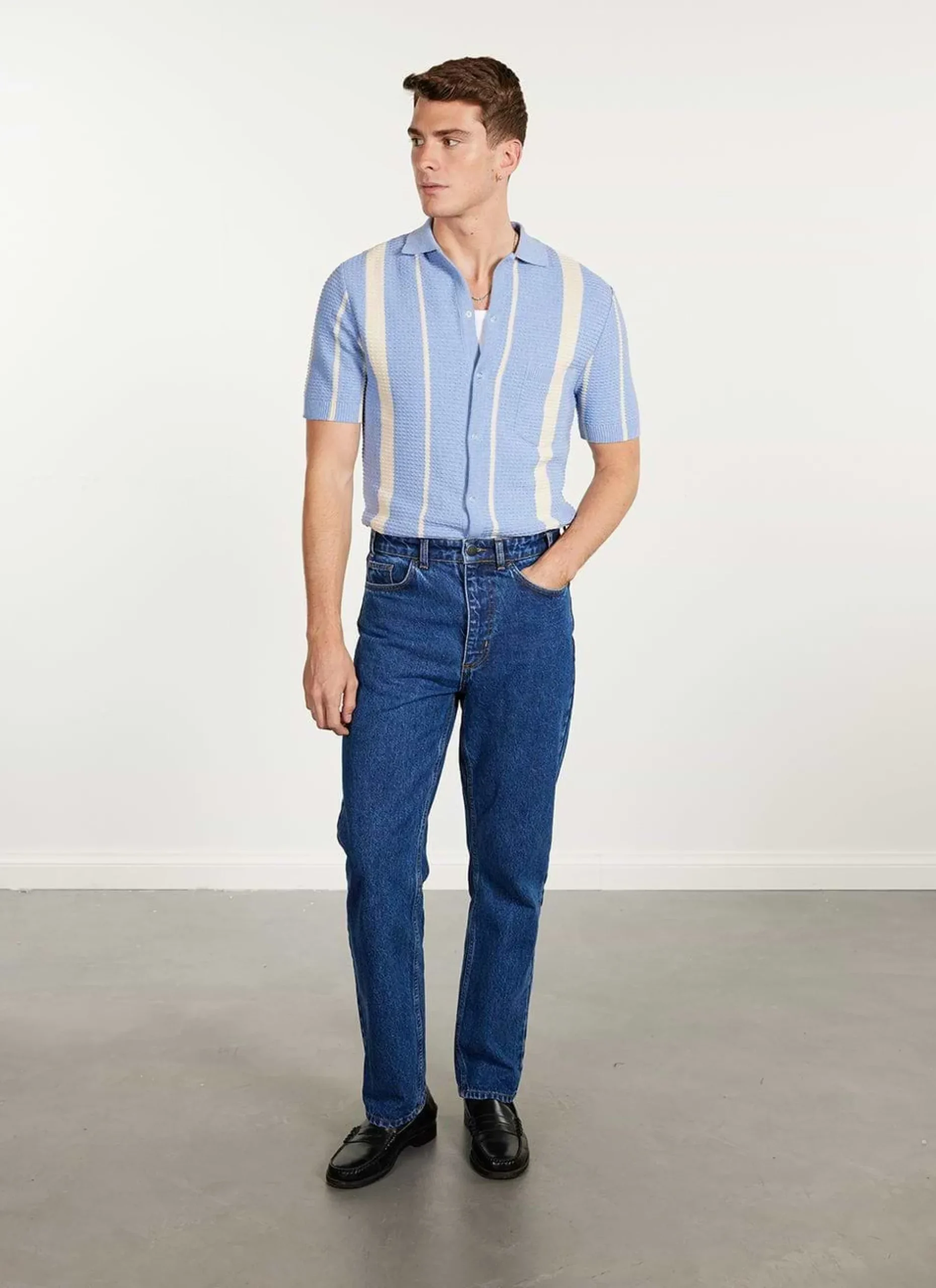 Percival Short Sleeve Shirts|Knitted Shirts^Adaman Breeze Shirt Heather Blue