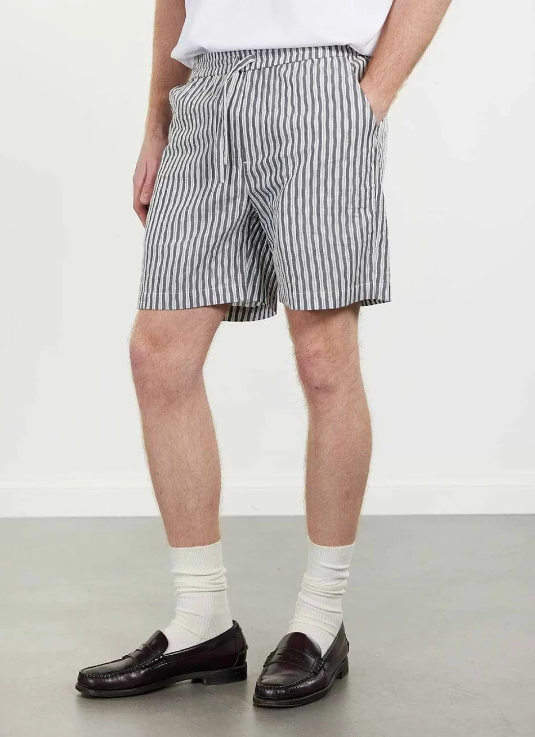 Percival Shorts^Aegean Drawstring Shorts Black with White