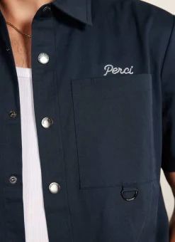 Percival Short Sleeve Shirts|Boxy Shirts^Auxiliary Boxy Clerk Shirt Navy