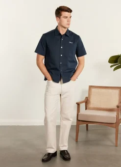 Percival Short Sleeve Shirts|Boxy Shirts^Auxiliary Boxy Clerk Shirt Navy