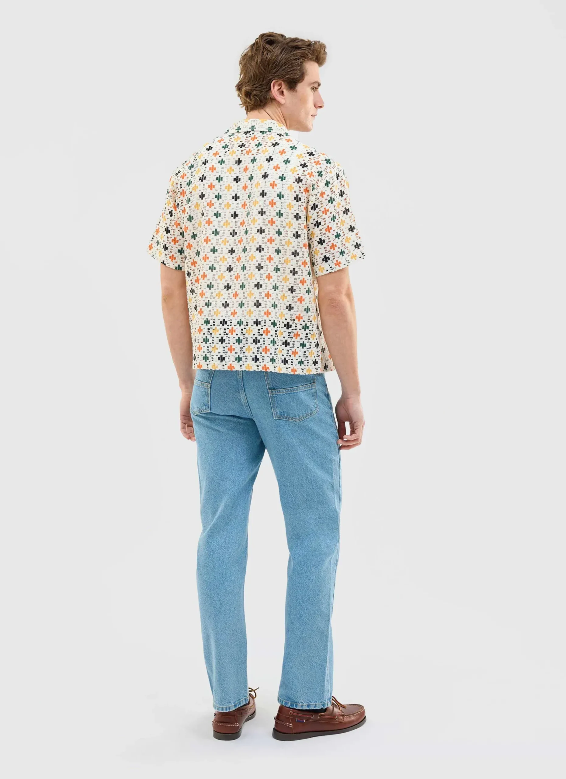Percival Short Sleeve Shirts|Knitted Shirts^Bailing Crochet Cuban Shirt Multi