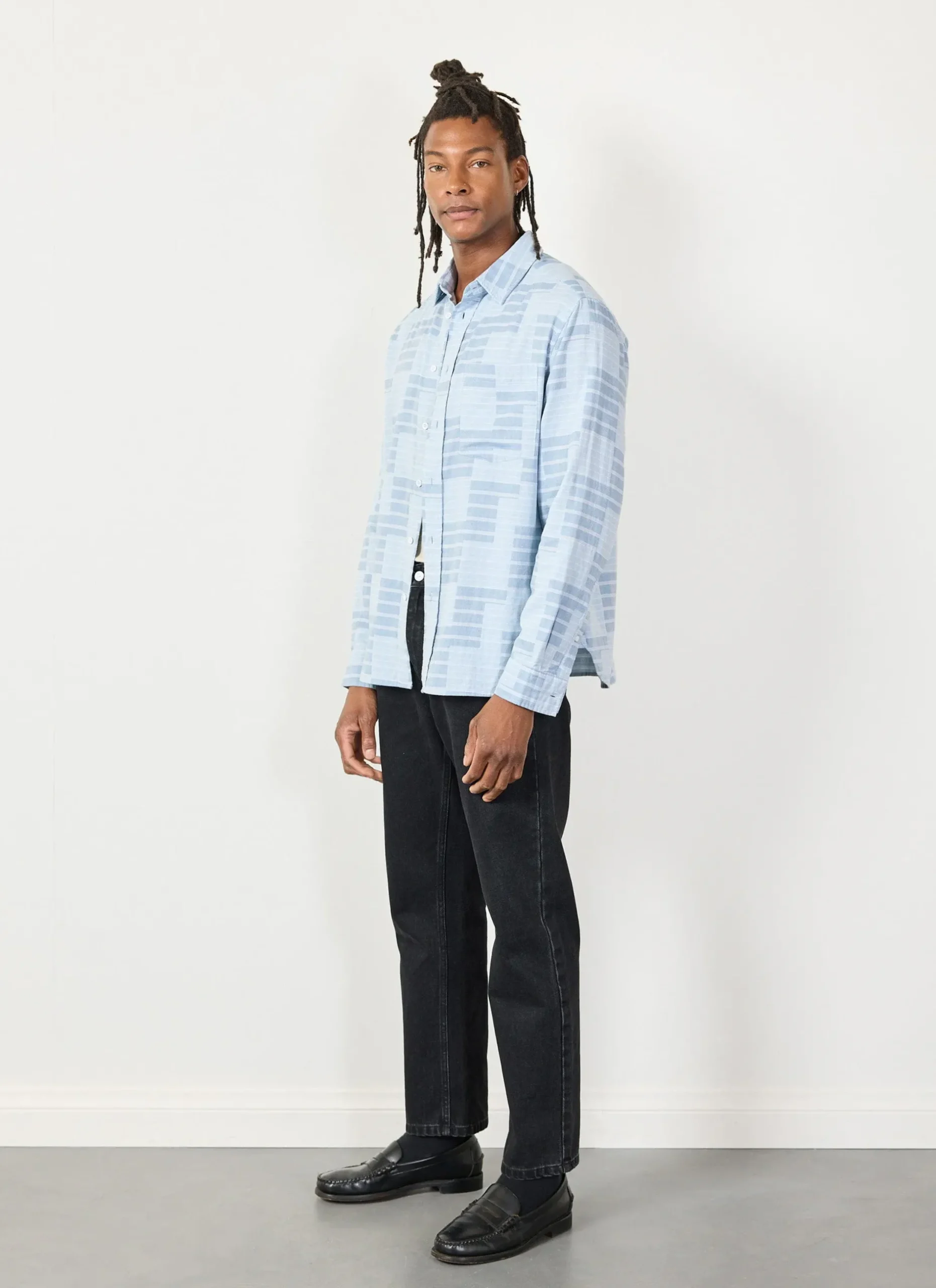 Percival Long Sleeve Shirts|Boxy Shirts^Block Patch Pearce Shirt Blue
