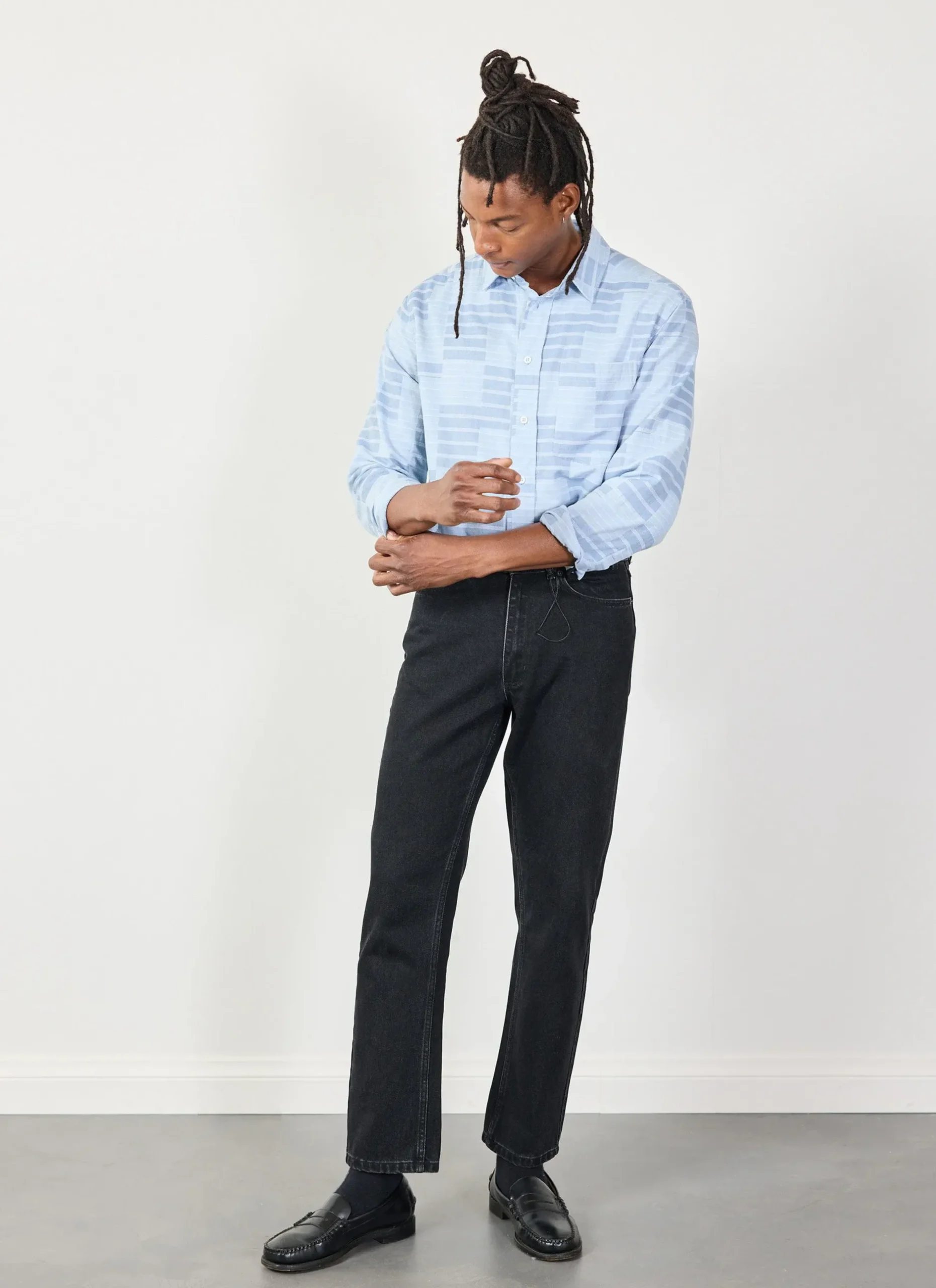 Percival Long Sleeve Shirts|Boxy Shirts^Block Patch Pearce Shirt Blue