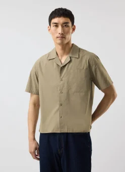 Percival Short Sleeve Shirts|Knitted Shirts^Boxy Cropped Cuban Collar Shirt Olive