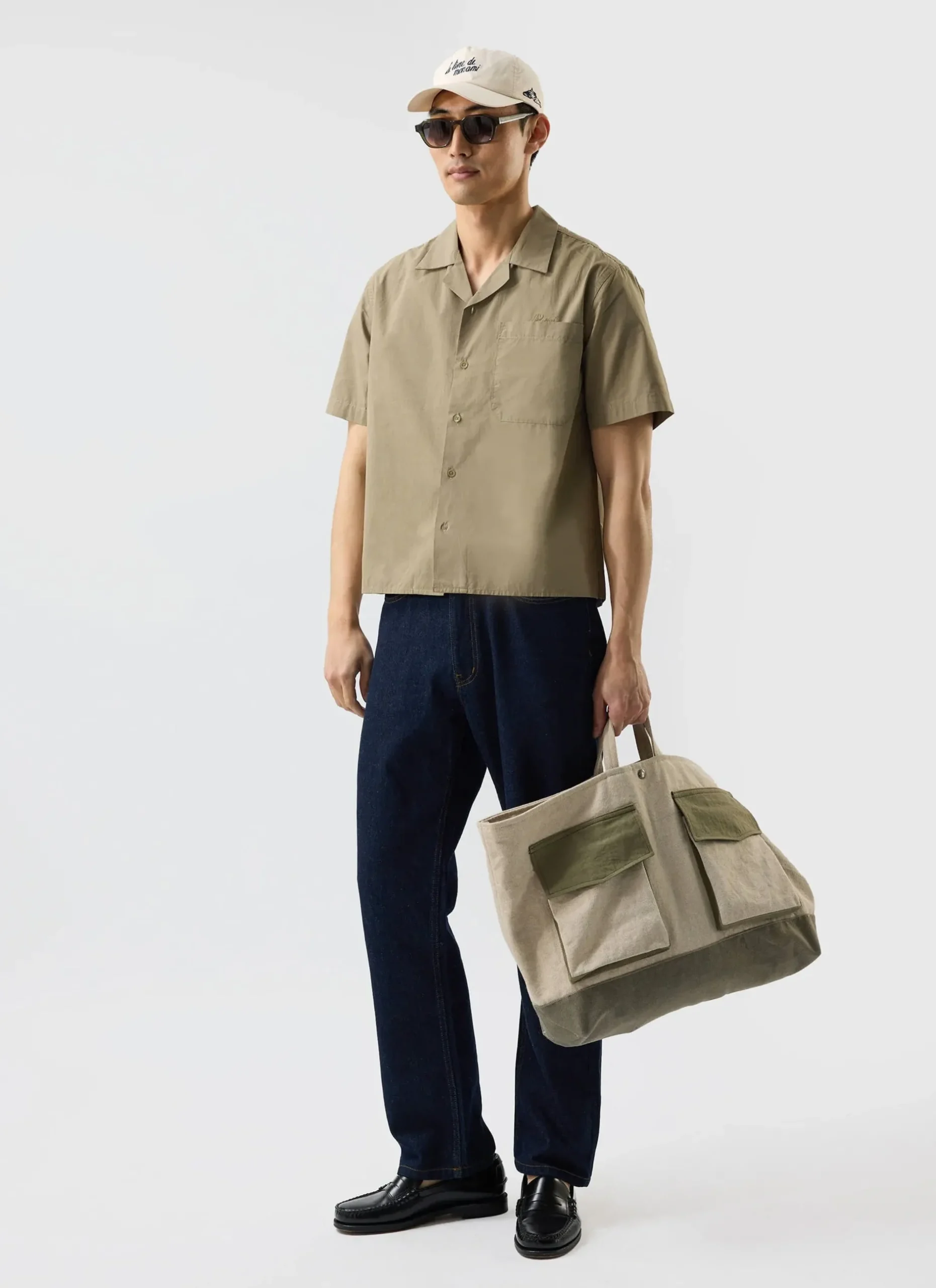 Percival Short Sleeve Shirts|Knitted Shirts^Boxy Cropped Cuban Collar Shirt Olive