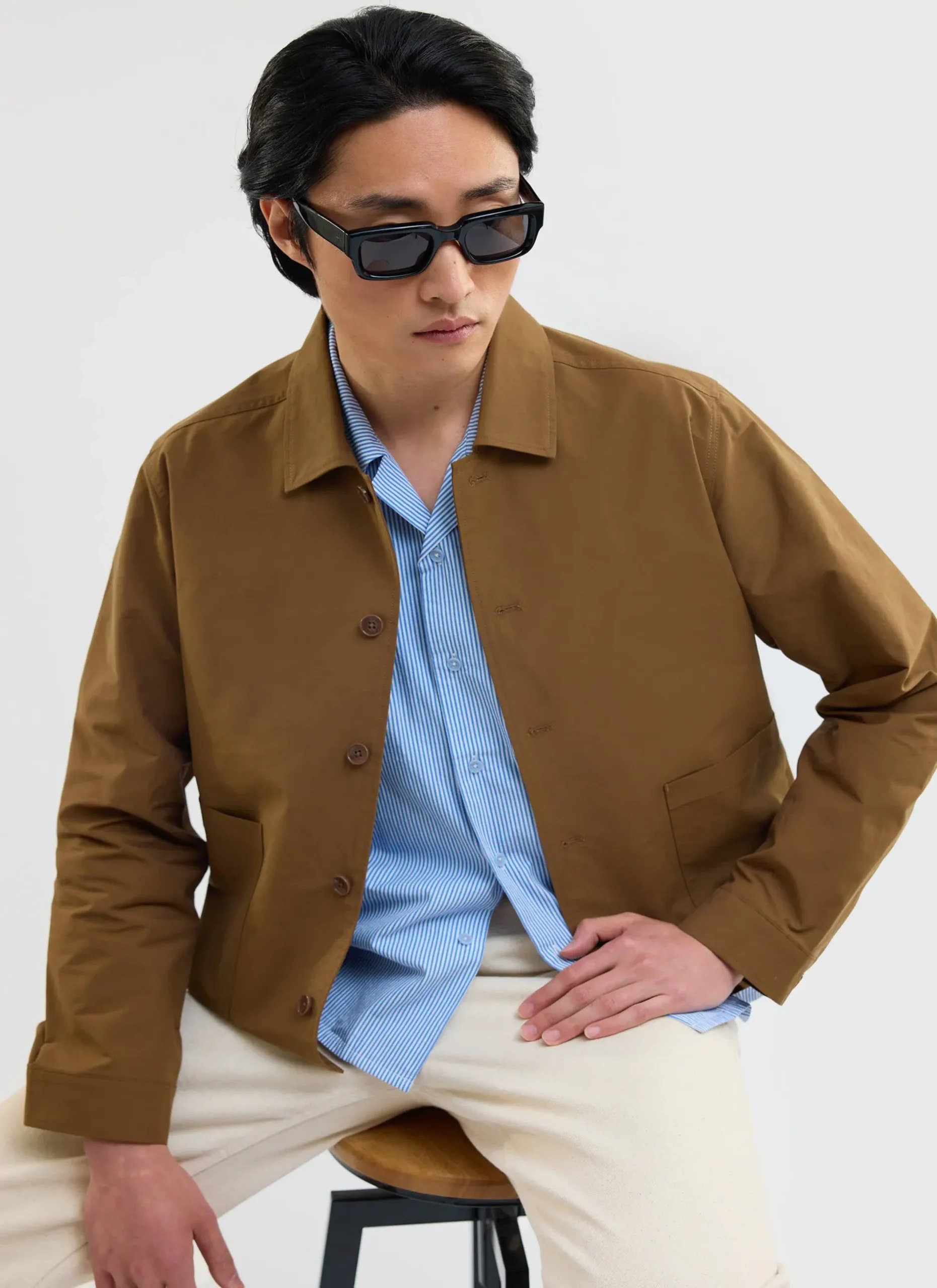 Percival Jackets|Overshirts & Workshirts^Boxy Cropped Pocket Overshirt Brown