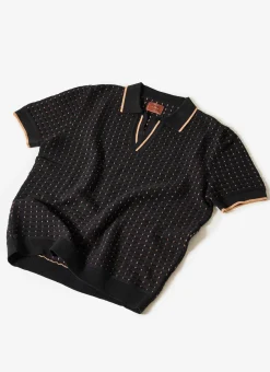 Percival Short Sleeve Shirts|Polo Shirts^Broken Stripe Knitted Polo Black