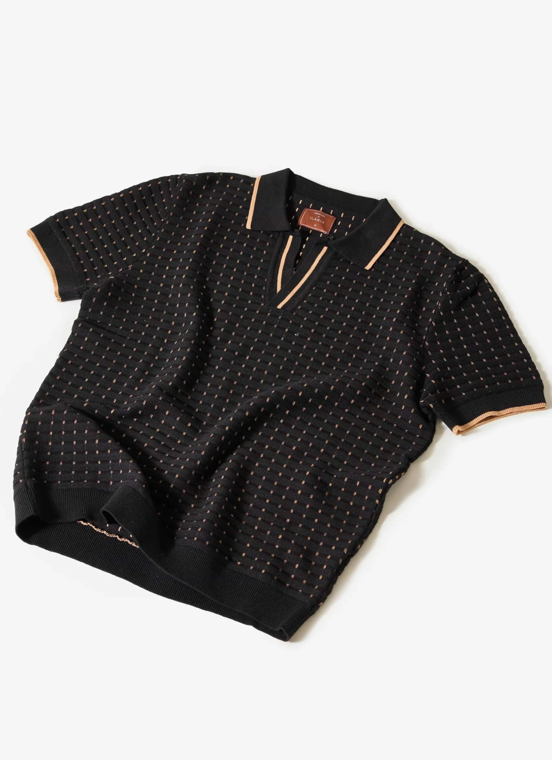 Percival Short Sleeve Shirts|Polo Shirts^Broken Stripe Knitted Polo Black