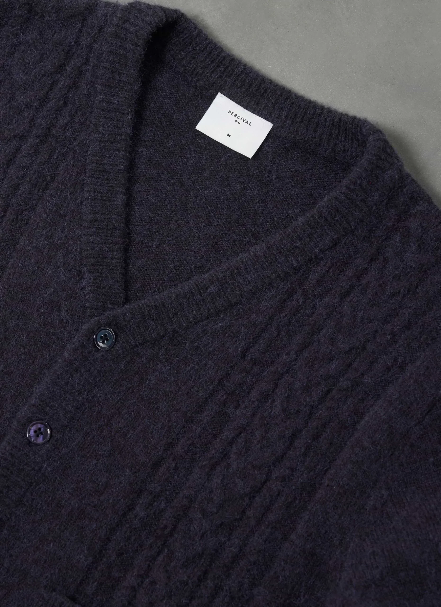 Percival Cardigans^Cable Stripe Cardigan Navy