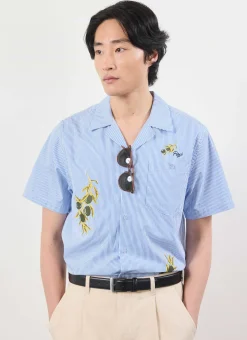 Percival Short Sleeve Shirts|Knitted Shirts^Capri Cuban Shirt Blue