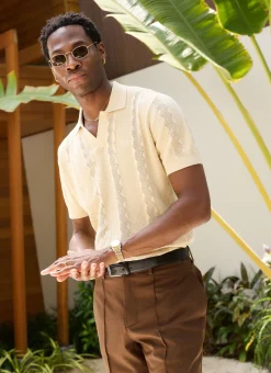 Percival Polo Shirts|Polo Shirts^Casa Martini Knitted Polo Ecru