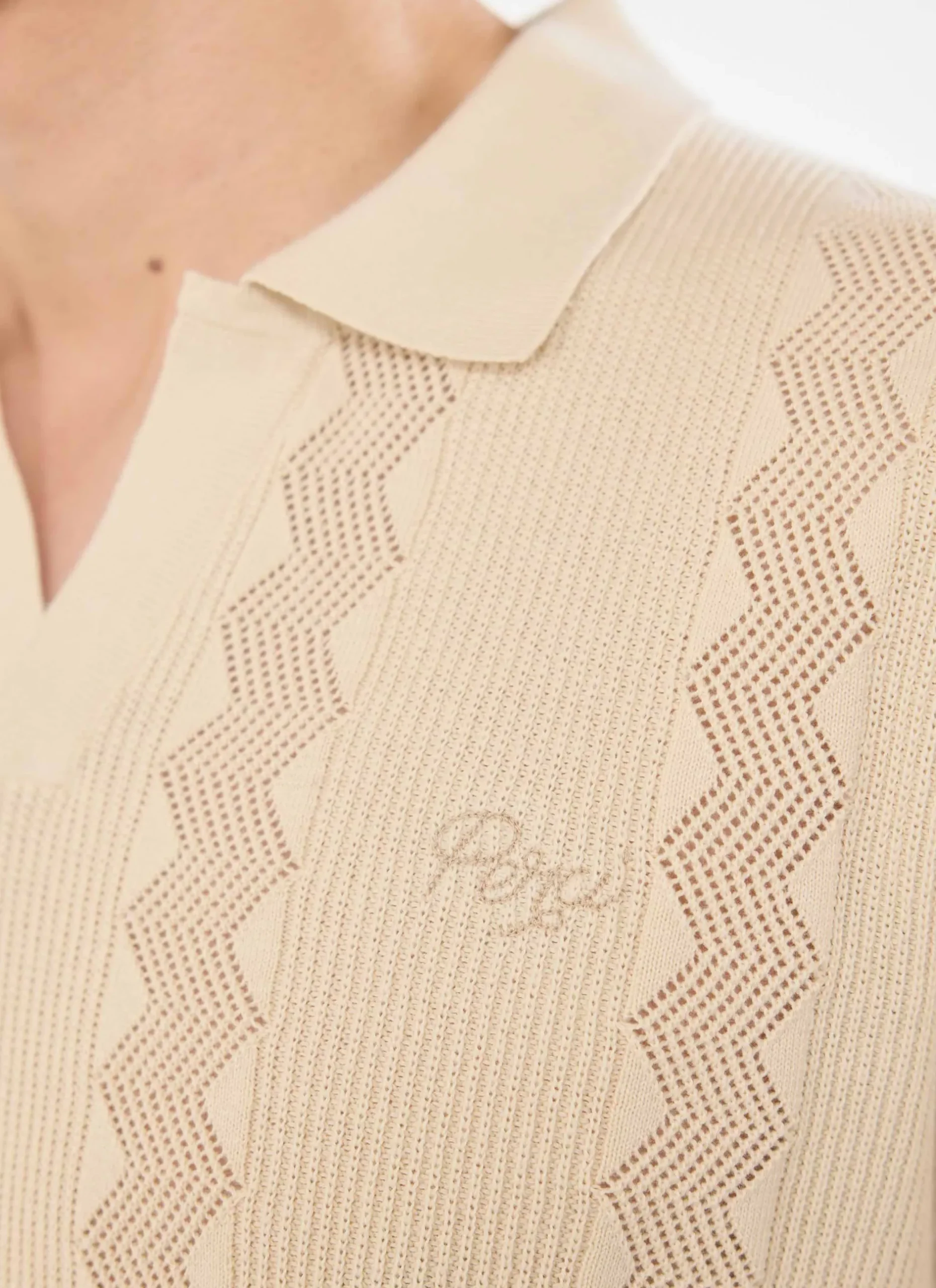 Percival Polo Shirts|Polo Shirts^Casa Martini Knitted Polo Ecru