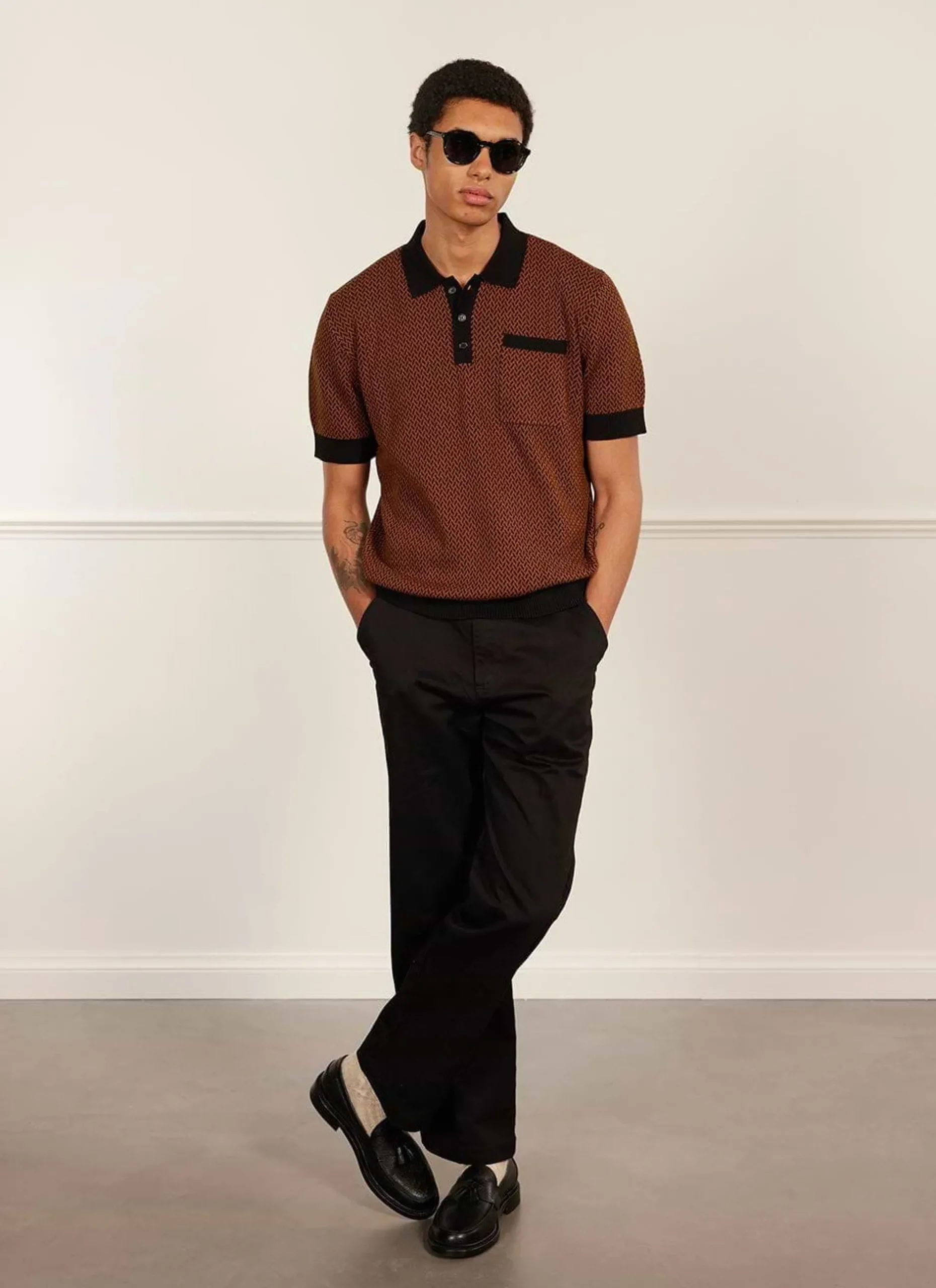 Percival Short Sleeve Shirts|Polo Shirts^Casa Martini Knitted Polo Espresso
