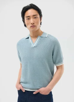 Percival Short Sleeve Shirts|Boxy Shirts^Casa Martini Knitted Tennis Polo Blue