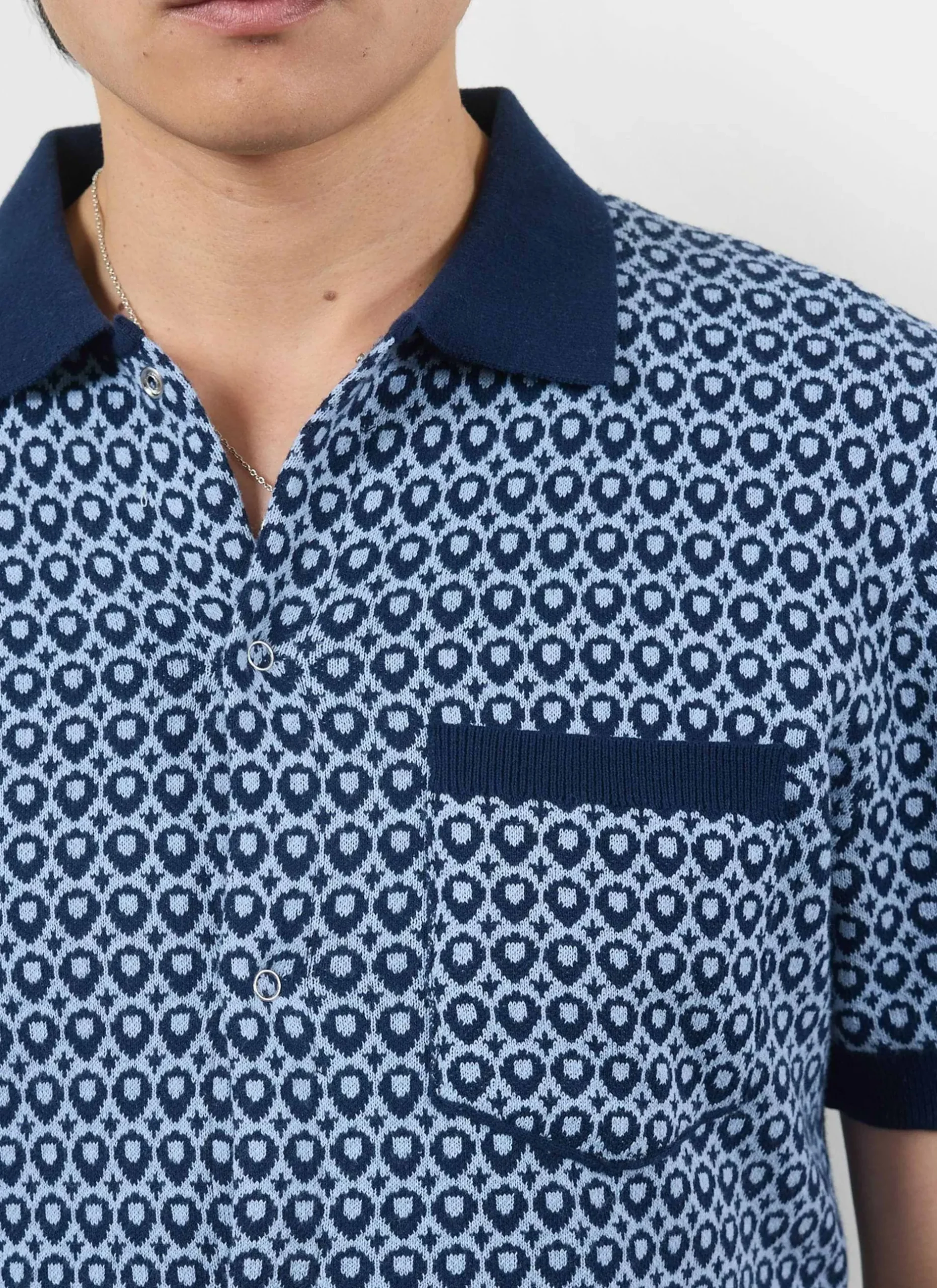 Percival Short Sleeve Shirts|Polo Shirts^Casa Piccante Shirt Blue Jacquard