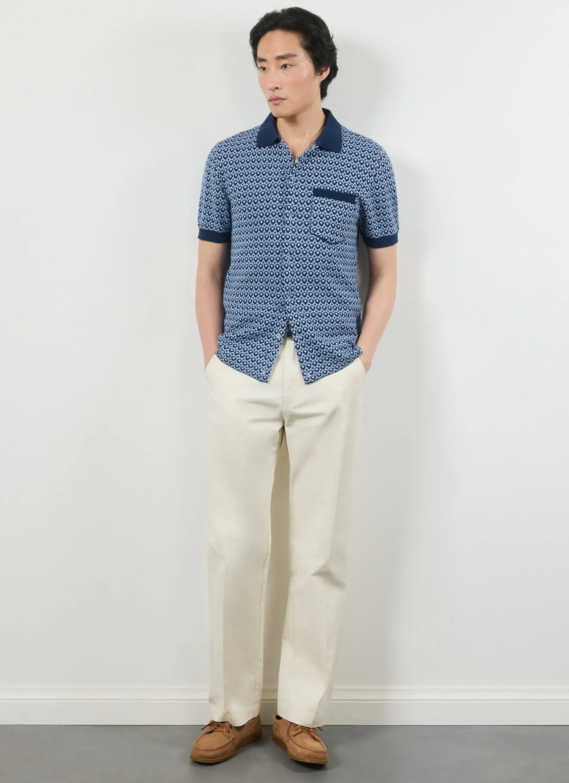 Percival Short Sleeve Shirts|Polo Shirts^Casa Piccante Shirt Blue Jacquard