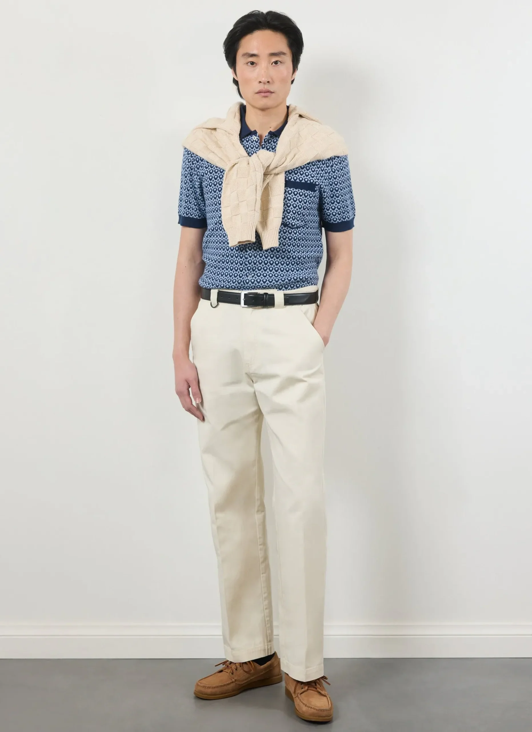 Percival Short Sleeve Shirts|Polo Shirts^Casa Piccante Shirt Blue Jacquard