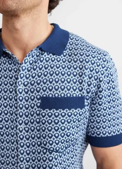 Percival Short Sleeve Shirts|Polo Shirts^Casa Piccante Shirt Blue Jacquard