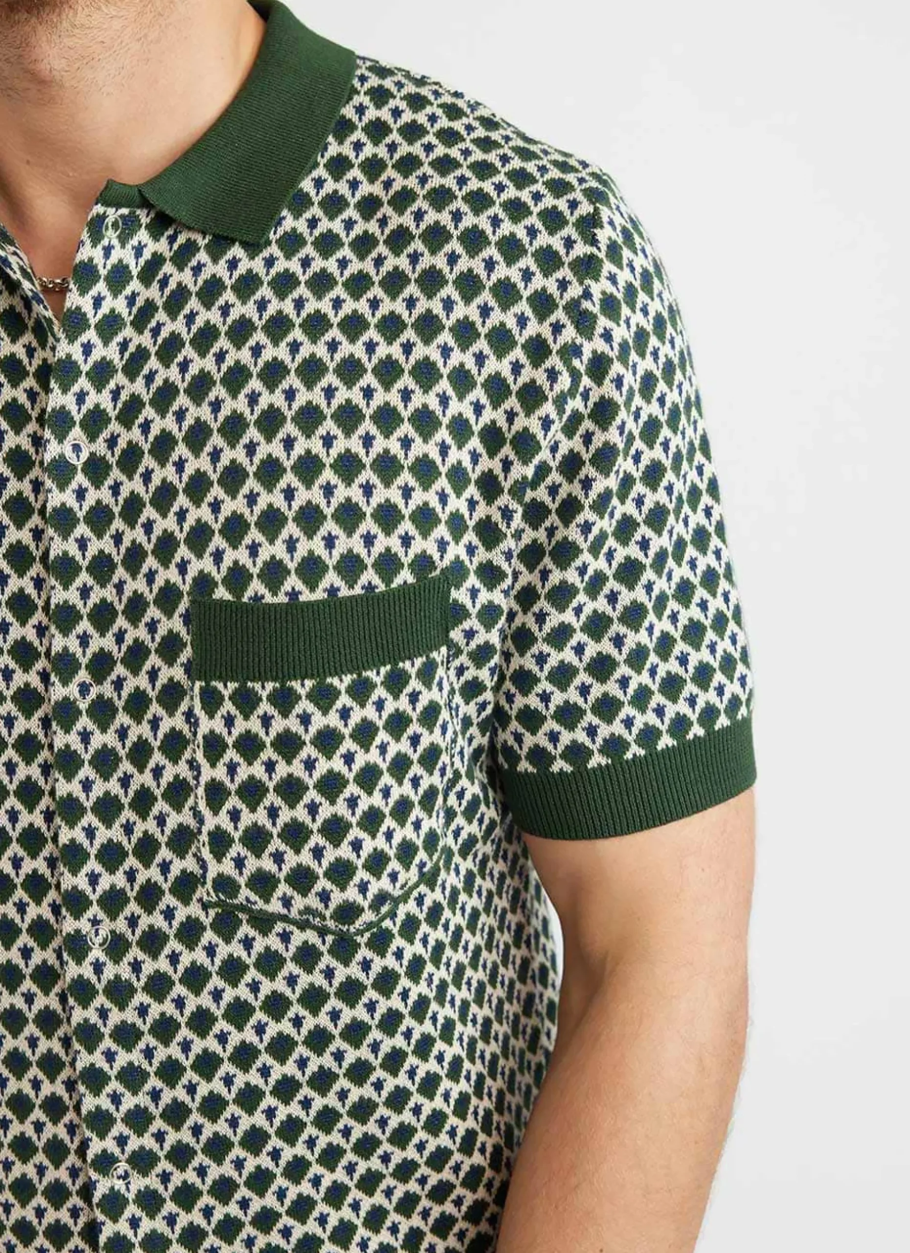 Percival Short Sleeve Shirts|Polo Shirts^Casa Piccante Shirt Green Jacquard