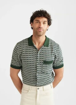 Percival Short Sleeve Shirts|Polo Shirts^Casa Piccante Shirt Green Jacquard