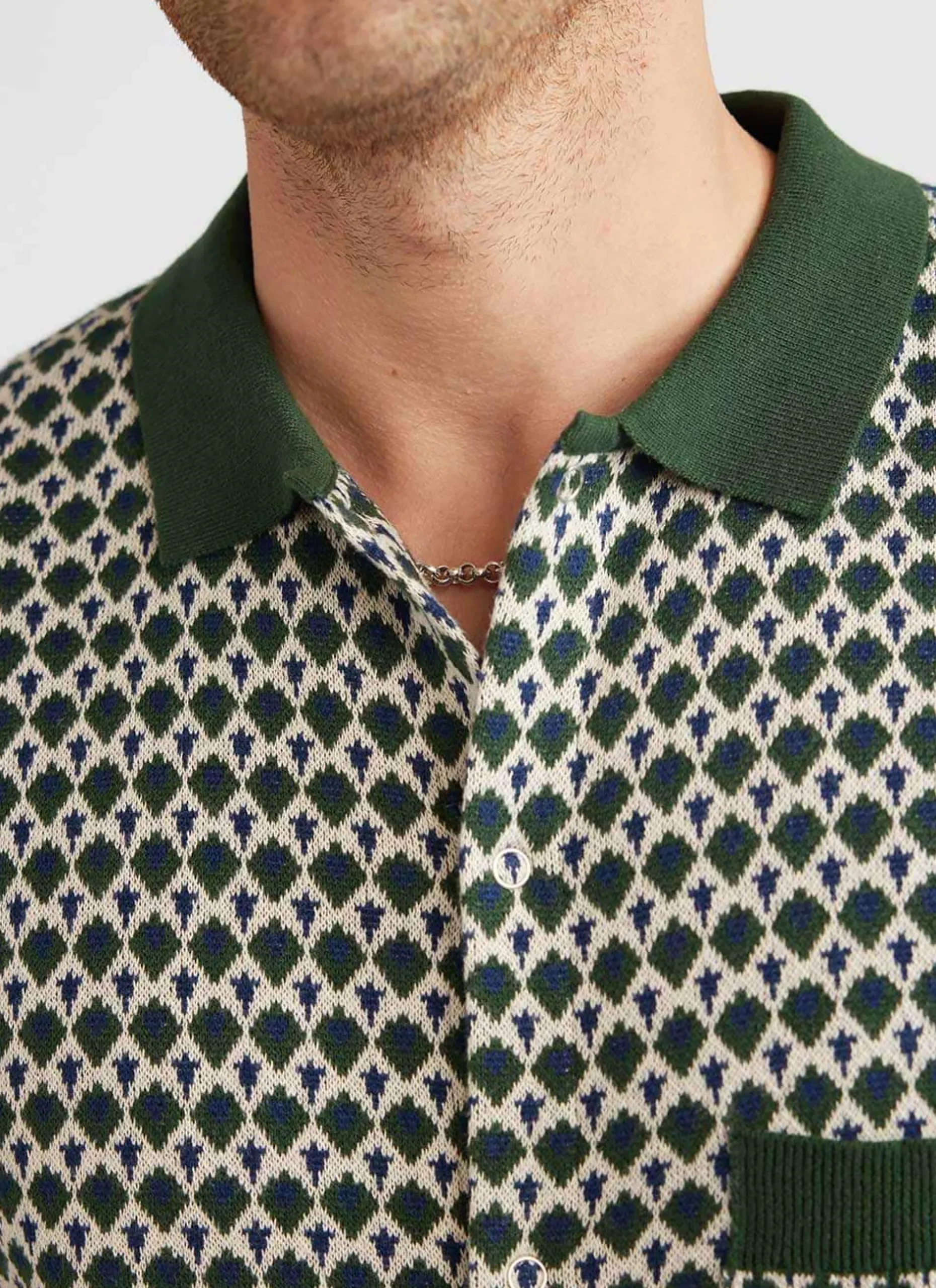 Percival Short Sleeve Shirts|Polo Shirts^Casa Piccante Shirt Green Jacquard