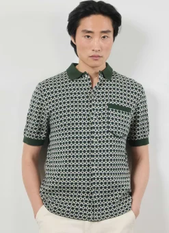 Percival Short Sleeve Shirts|Polo Shirts^Casa Piccante Shirt Green Jacquard