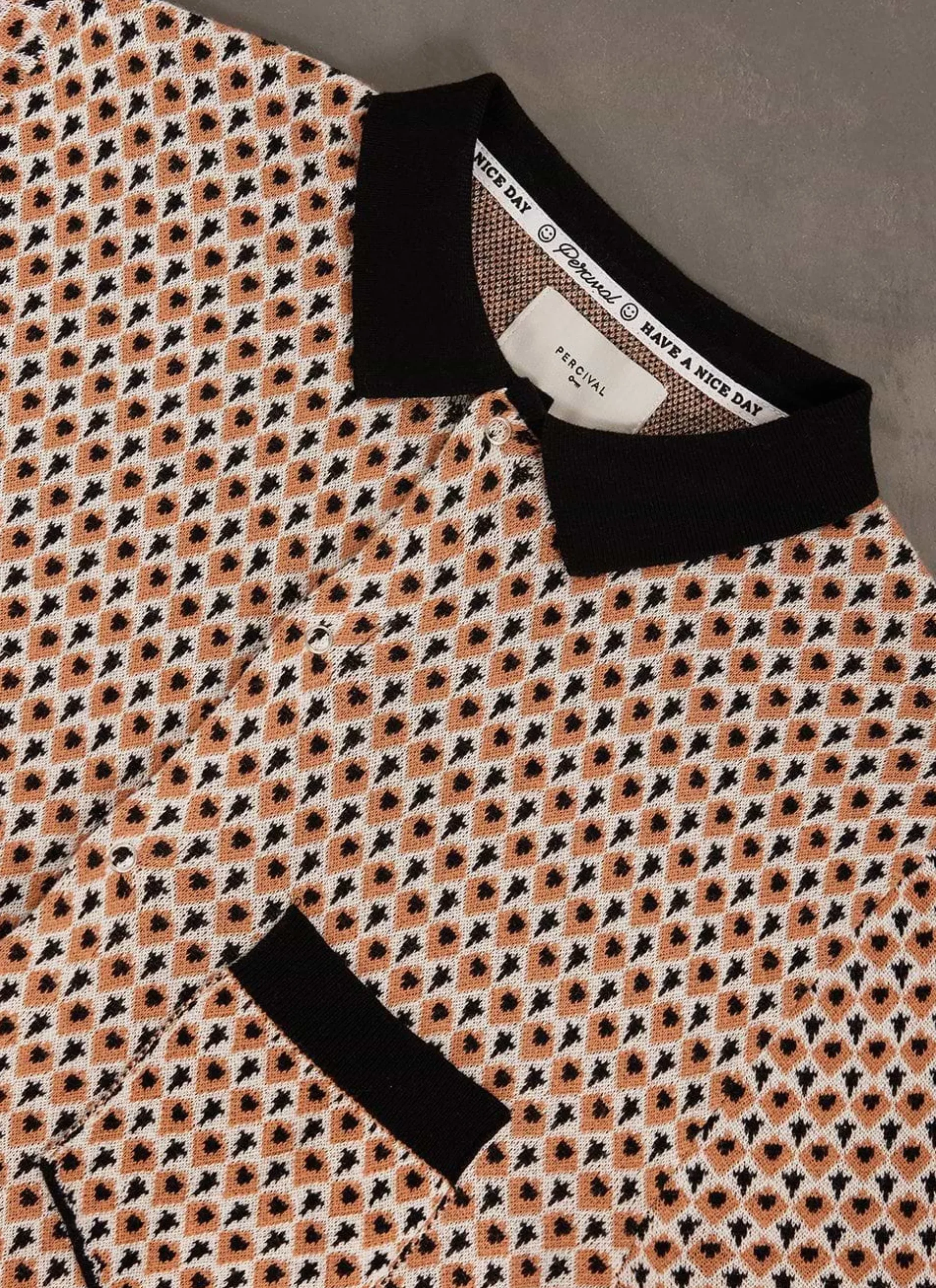 Percival Short Sleeve Shirts|Polo Shirts^Casa Piccante Shirt Rust Jacquard