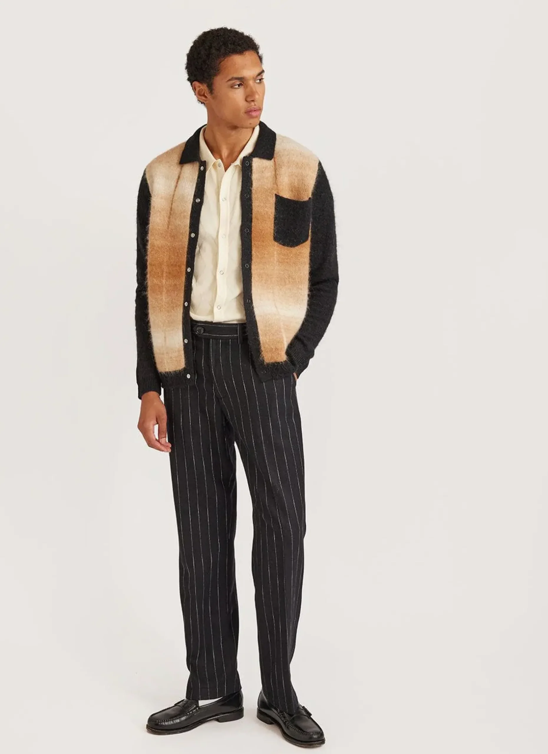 Percival Cardigans^Checker Gradient Bobcat Cardigan Tan