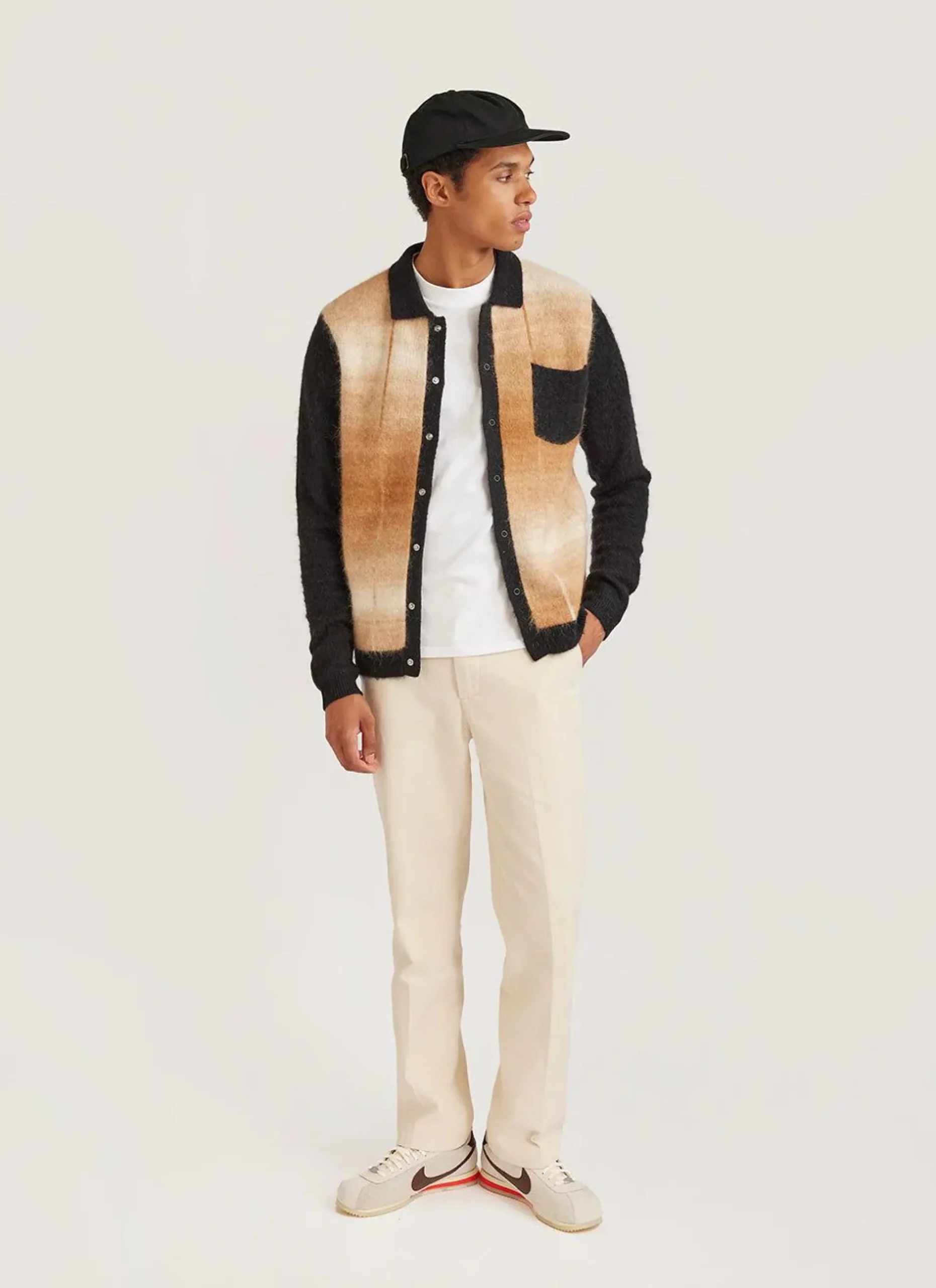 Percival Cardigans^Checker Gradient Bobcat Cardigan Tan