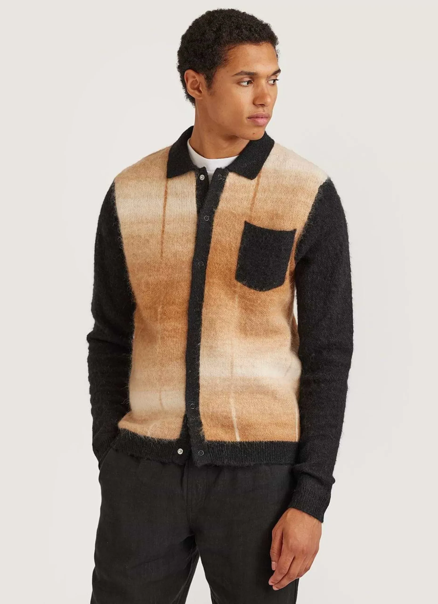Percival Cardigans^Checker Gradient Bobcat Cardigan Tan