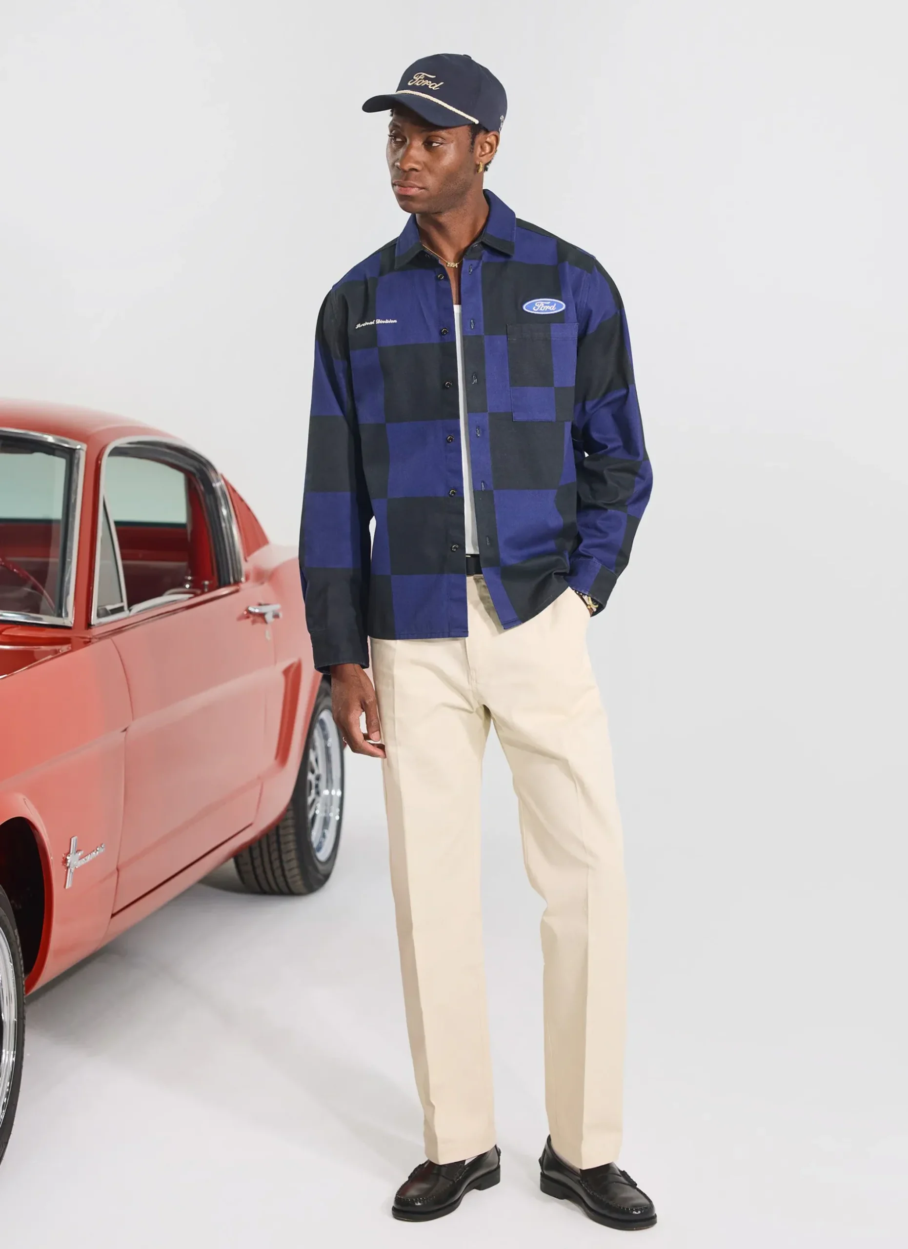 Percival Overshirts & Workshirts|Overshirts^Checkerboard Overshirt Navy