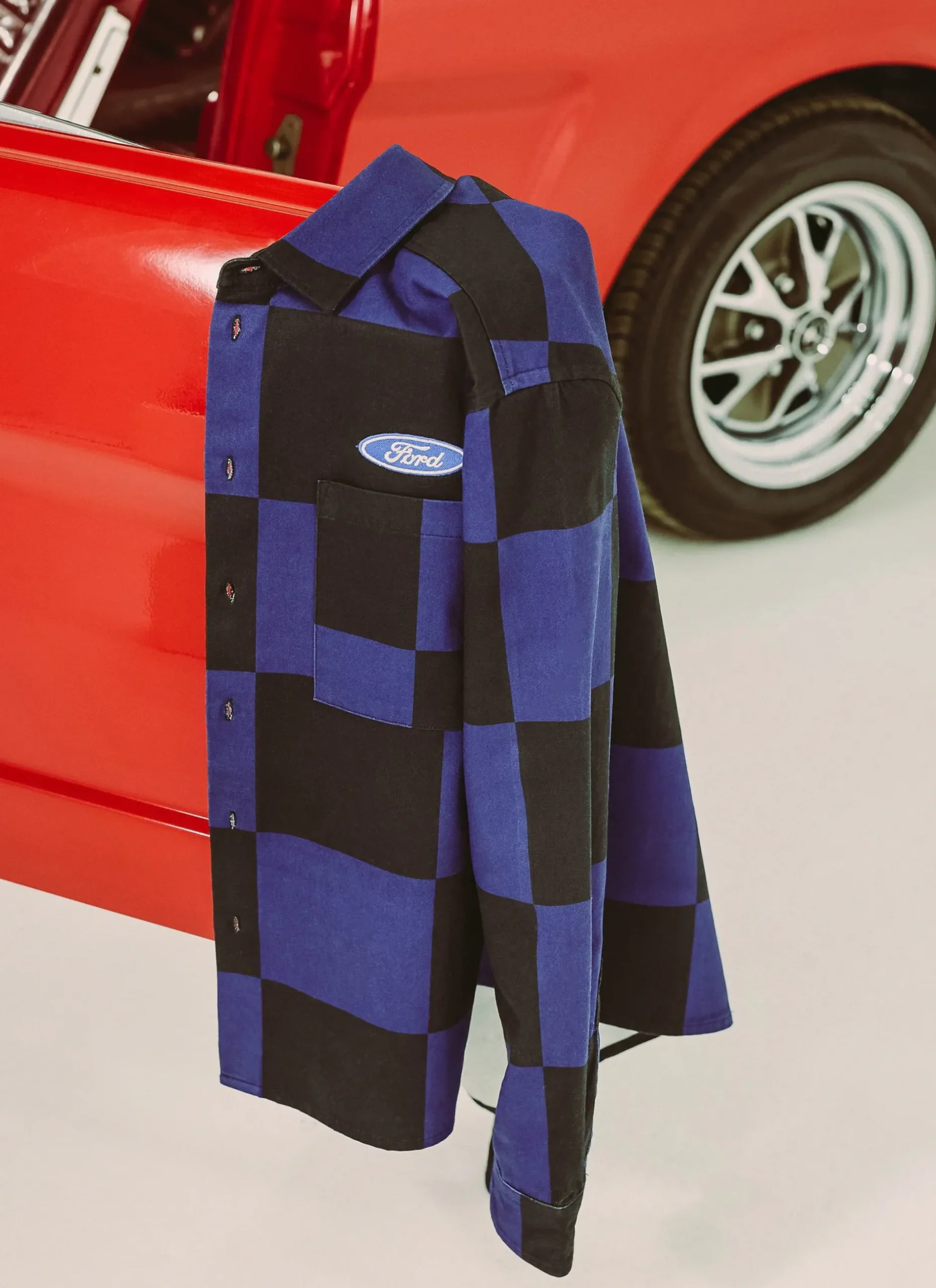 Percival Overshirts & Workshirts|Overshirts^Checkerboard Overshirt Navy