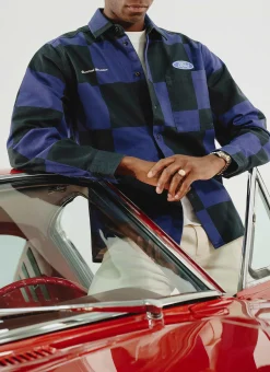 Percival Overshirts & Workshirts|Overshirts^Checkerboard Overshirt Navy