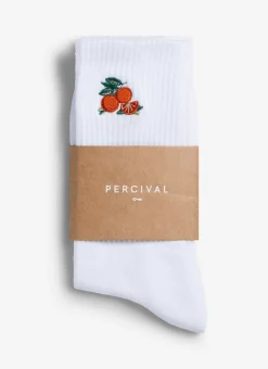 Percival Socks^Citrus Embroidered Socks White