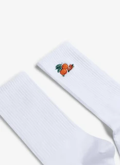 Percival Socks^Citrus Embroidered Socks White