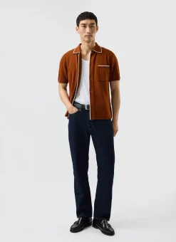 Percival Short Sleeve Shirts|Knitted Shirts^Contrast Trim Shirt Rust