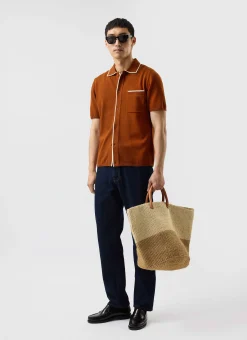 Percival Short Sleeve Shirts|Knitted Shirts^Contrast Trim Shirt Rust