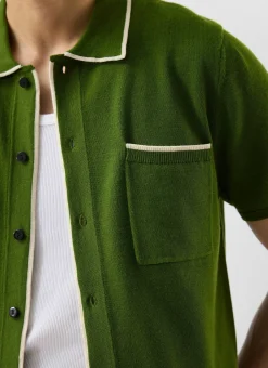 Percival Short Sleeve Shirts|Knitted Shirts^Contrast Trim Shirt Forest with Ecru