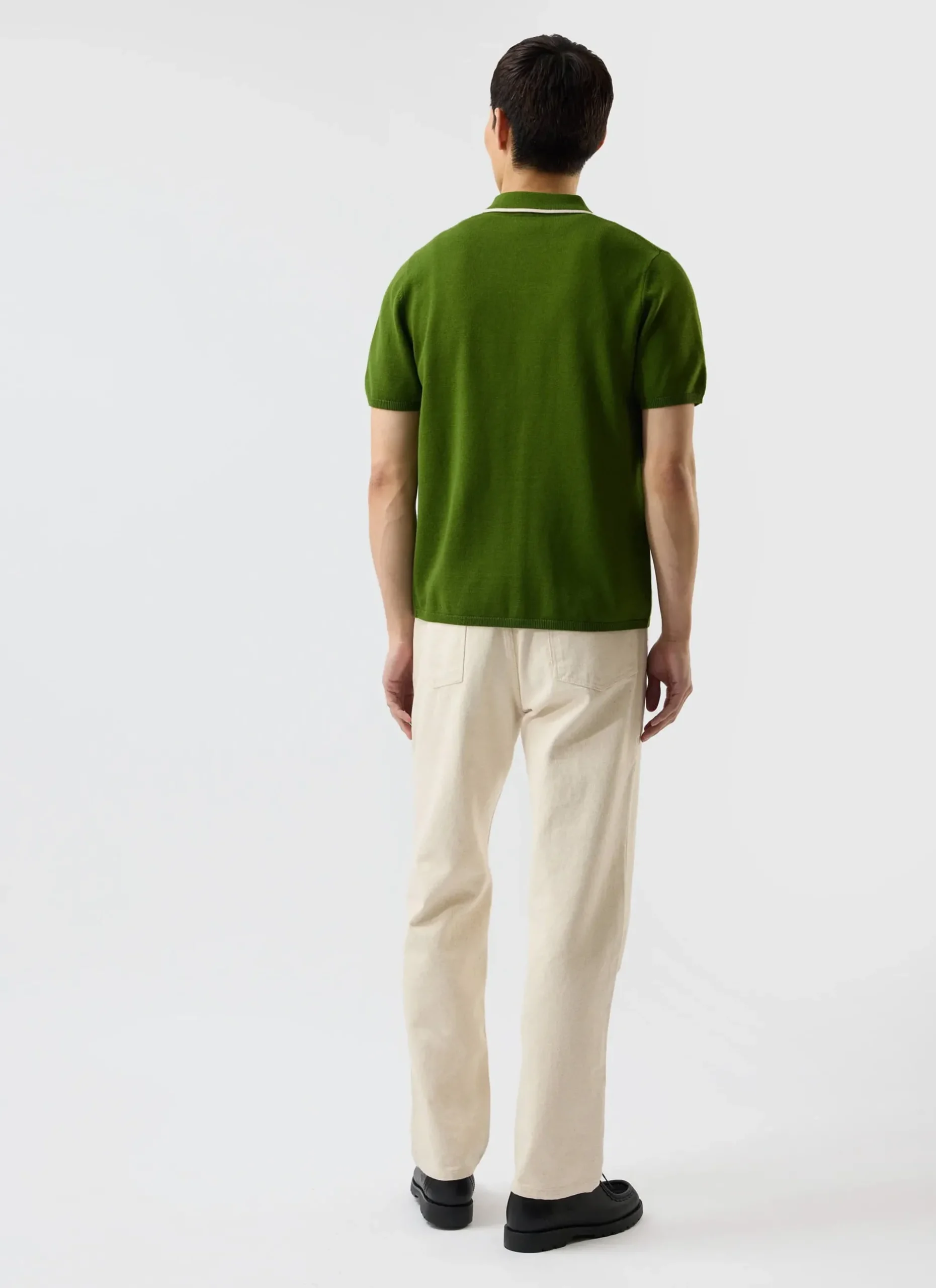 Percival Short Sleeve Shirts|Knitted Shirts^Contrast Trim Shirt Forest with Ecru