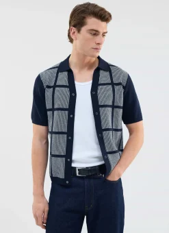 Percival Short Sleeve Shirts|Knitted Shirts^Costa Knitted Shirt Navy