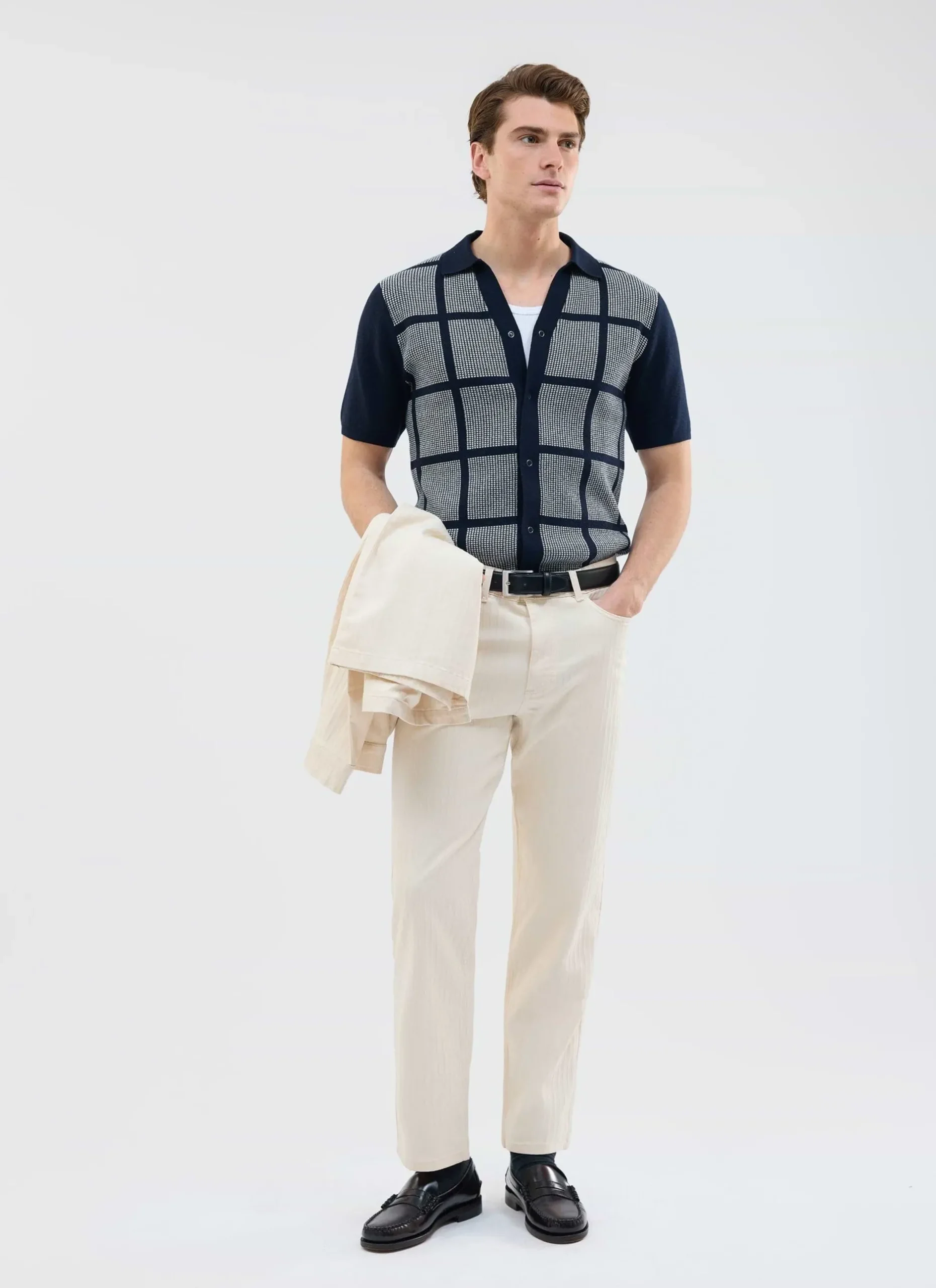 Percival Short Sleeve Shirts|Knitted Shirts^Costa Knitted Shirt Navy