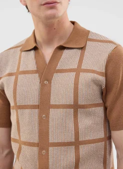 Percival Short Sleeve Shirts|Knitted Shirts^Costa Knitted Shirt Tobacco