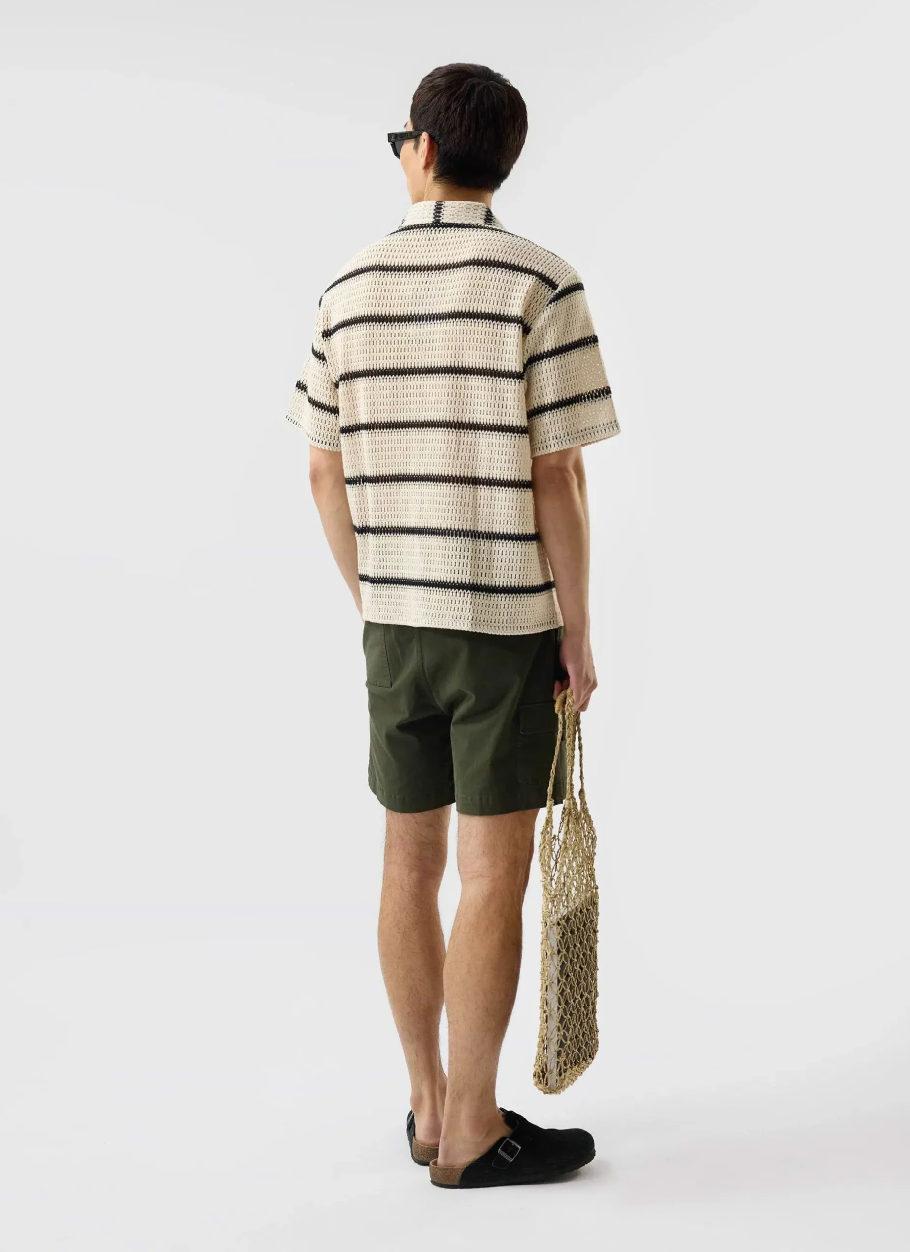 Percival Short Sleeve Shirts|Knitted Shirts^Crochet Groundsman Cuban Shirt Ecru with Black
