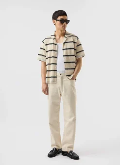 Percival Short Sleeve Shirts|Knitted Shirts^Crochet Groundsman Cuban Shirt Ecru with Black