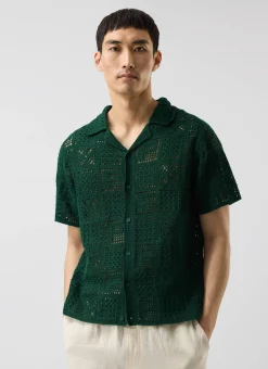 Percival Short Sleeve Shirts|Crochet Shirts^Crochet Groundsman Shirt Forest