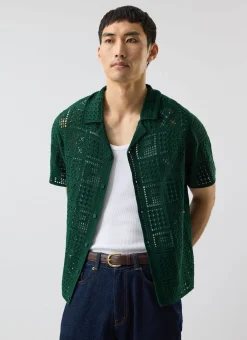 Percival Short Sleeve Shirts|Crochet Shirts^Crochet Groundsman Shirt Forest