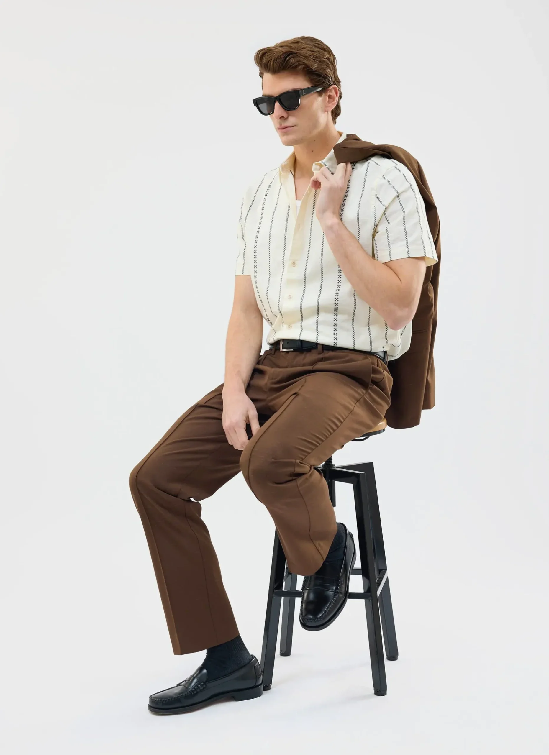 Percival Short Sleeve Shirts|Knitted Shirts^Cross Stitch Boxy Clerk Shirt Ecru