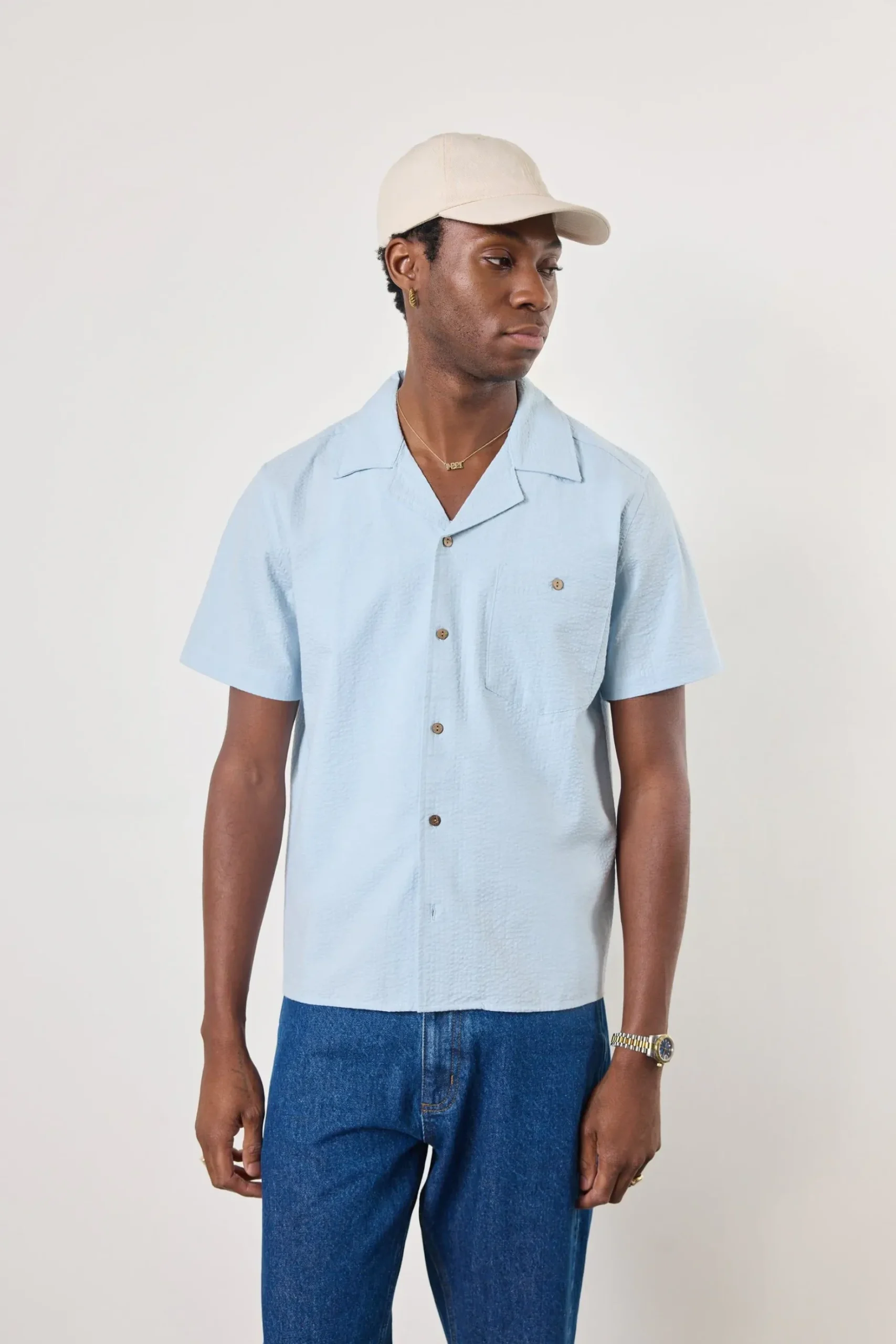 Percival Short Sleeve Shirts|Cuban Collared Shirts^Cuban Shirt Light Blue
